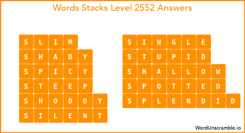 Word Stacks Level 2552 Answers