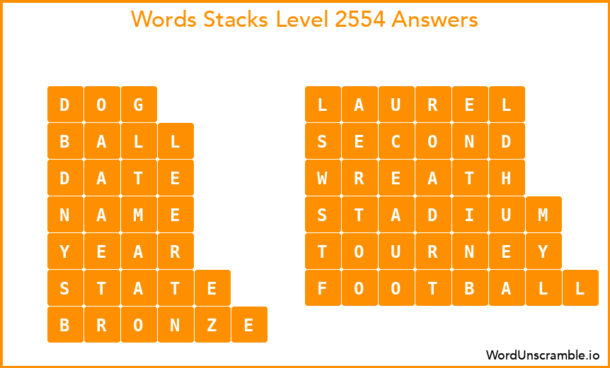 Word Stacks Level 2554 Answers