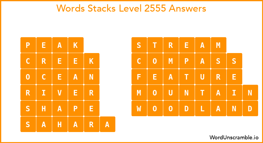 Word Stacks Level 2555 Answers