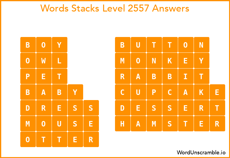 Word Stacks Level 2557 Answers