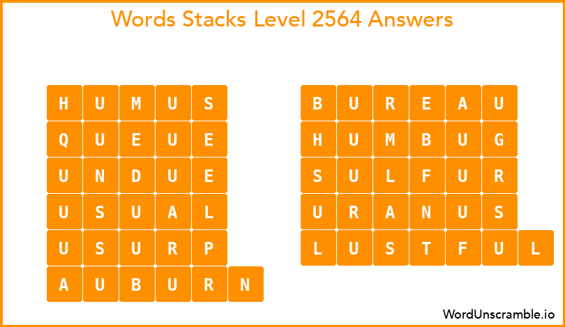 Word Stacks Level 2564 Answers