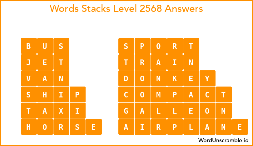 Word Stacks Level 2568 Answers