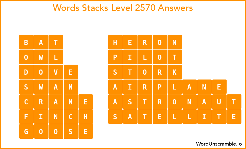 Word Stacks Level 2570 Answers