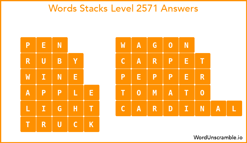 Word Stacks Level 2571 Answers