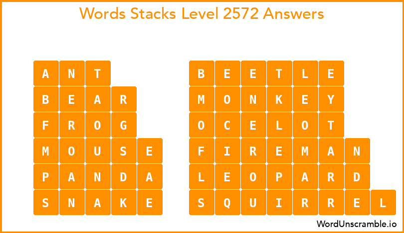 Word Stacks Level 2572 Answers