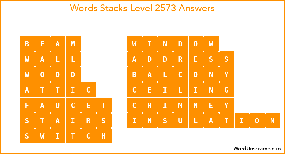 Word Stacks Level 2573 Answers