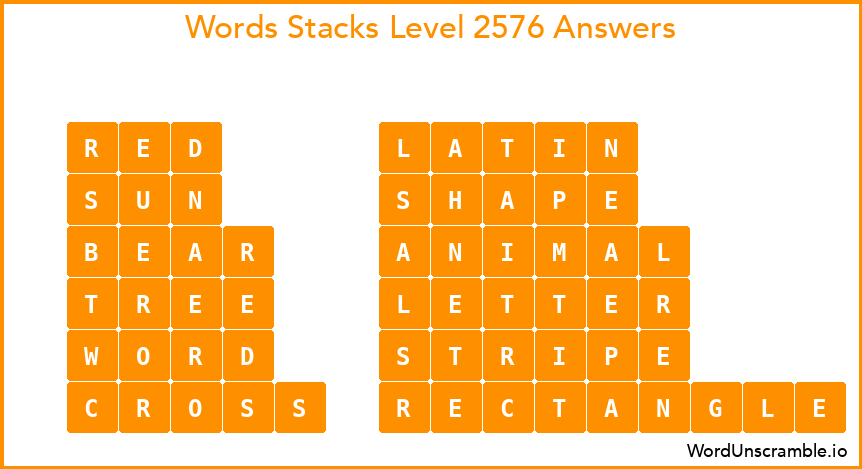 Word Stacks Level 2576 Answers