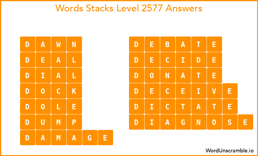 Word Stacks Level 2577 Answers
