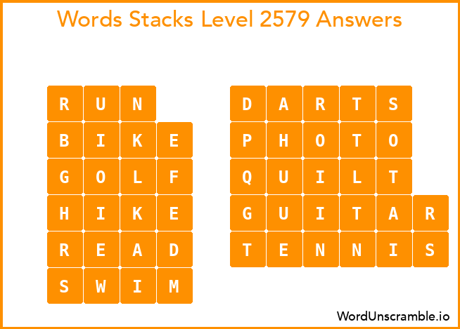 Word Stacks Level 2579 Answers