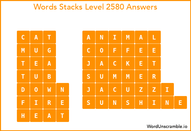 Word Stacks Level 2580 Answers