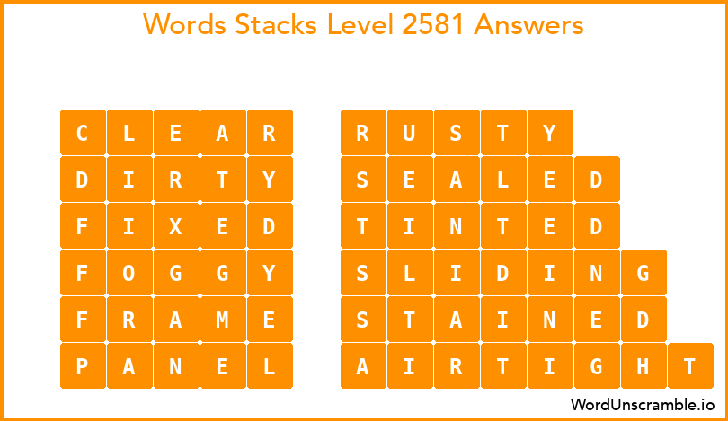 Word Stacks Level 2581 Answers