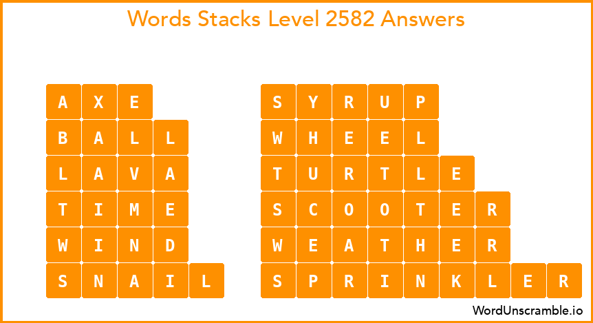 Word Stacks Level 2582 Answers