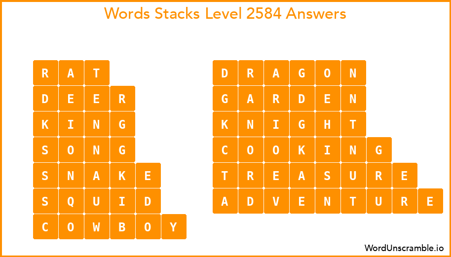 Word Stacks Level 2584 Answers