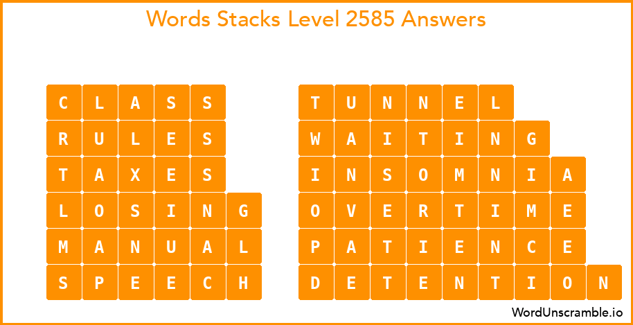 Word Stacks Level 2585 Answers
