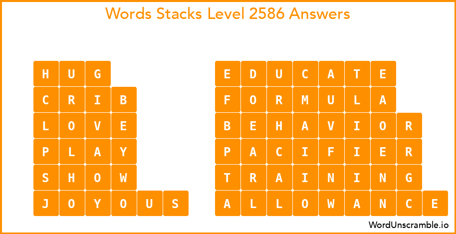 Word Stacks Level 2586 Answers