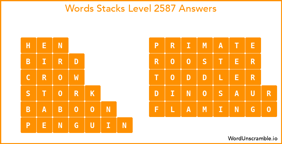 Word Stacks Level 2587 Answers