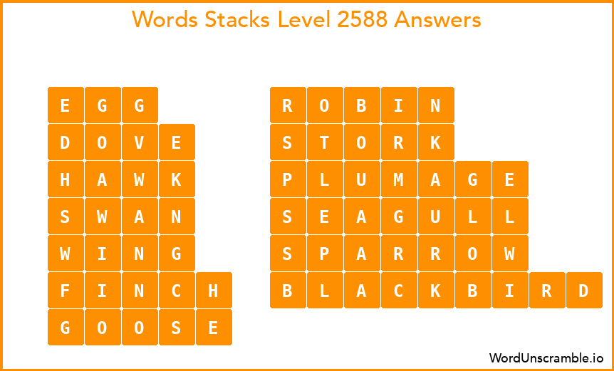 Word Stacks Level 2588 Answers