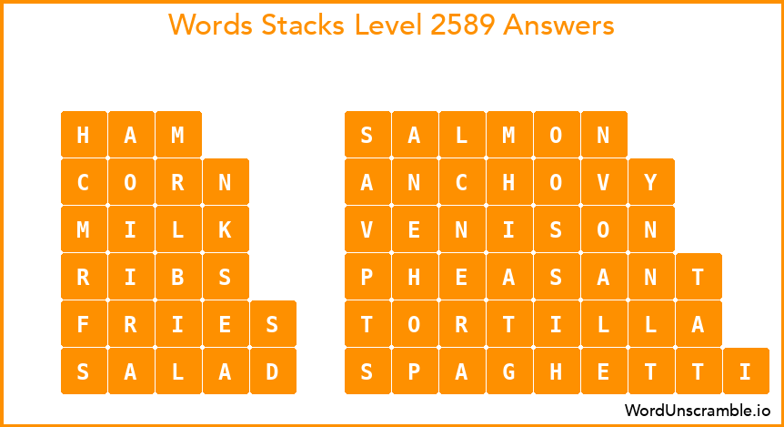 Word Stacks Level 2589 Answers