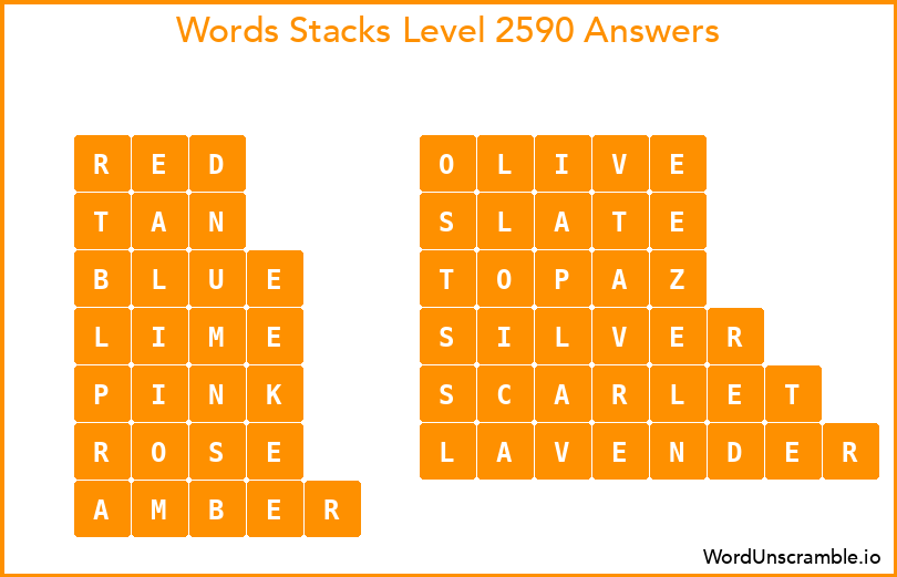 Word Stacks Level 2590 Answers