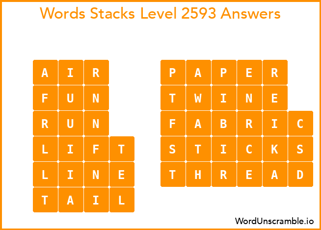 Word Stacks Level 2593 Answers