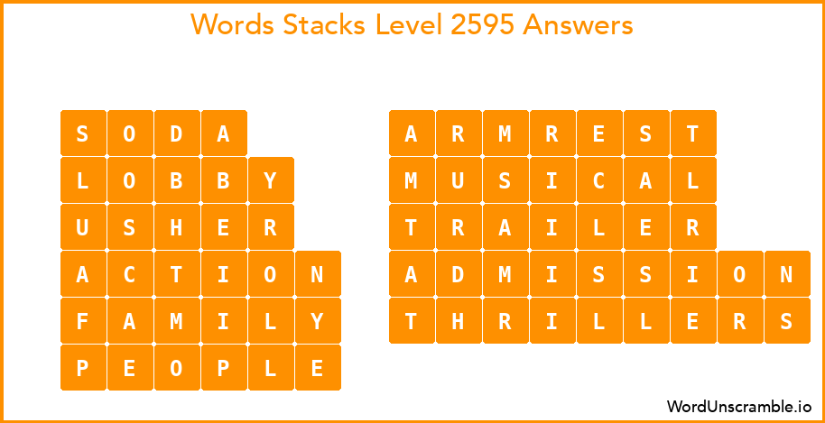 Word Stacks Level 2595 Answers