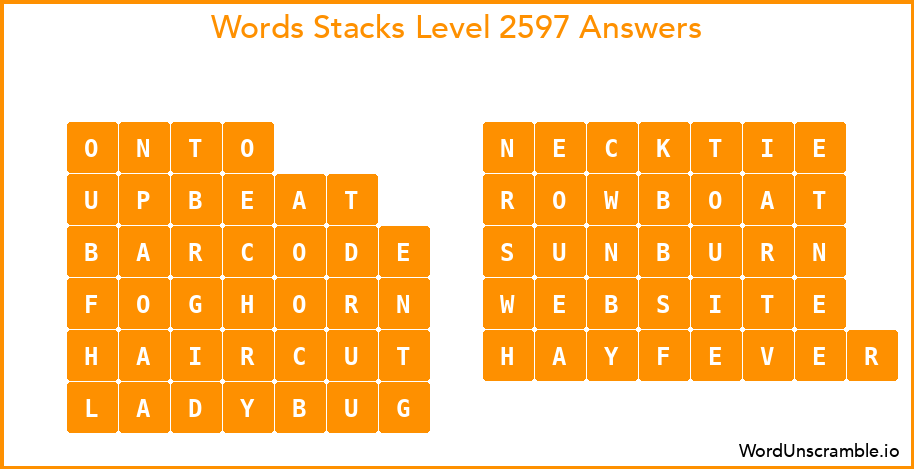 Word Stacks Level 2597 Answers