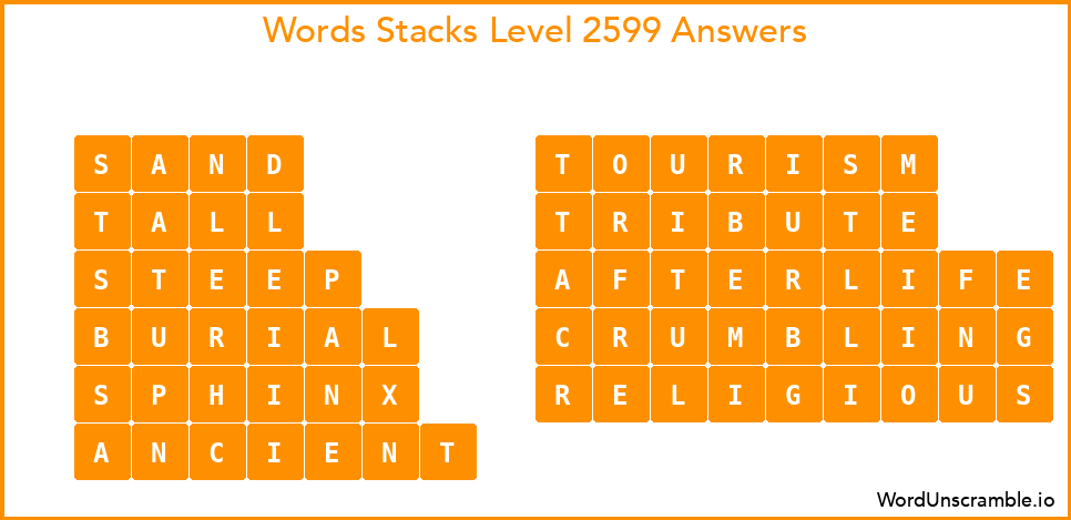 Word Stacks Level 2599 Answers