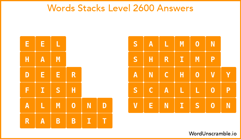 Word Stacks Level 2600 Answers