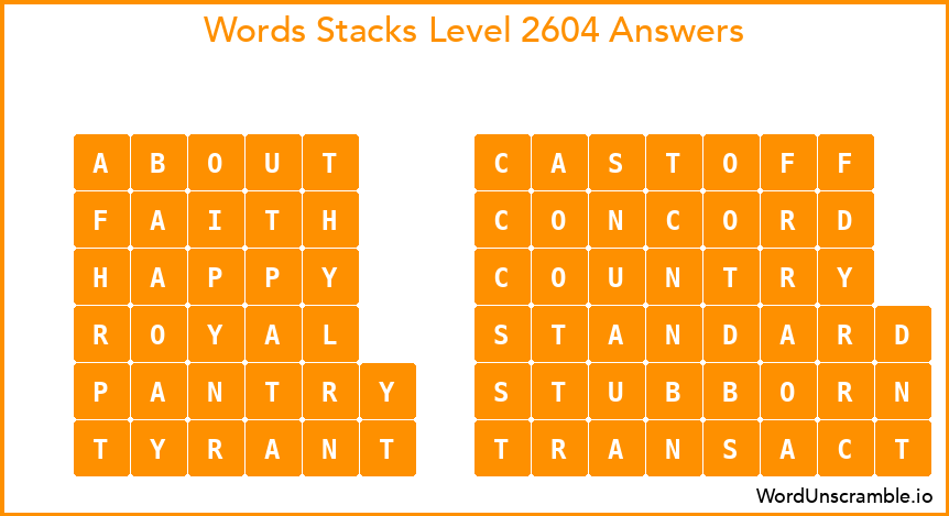 Word Stacks Level 2604 Answers