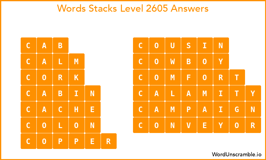Word Stacks Level 2605 Answers