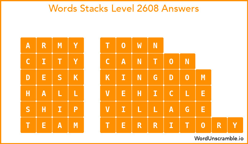 Word Stacks Level 2608 Answers