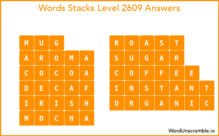 Word Stacks Level 2609 Answers