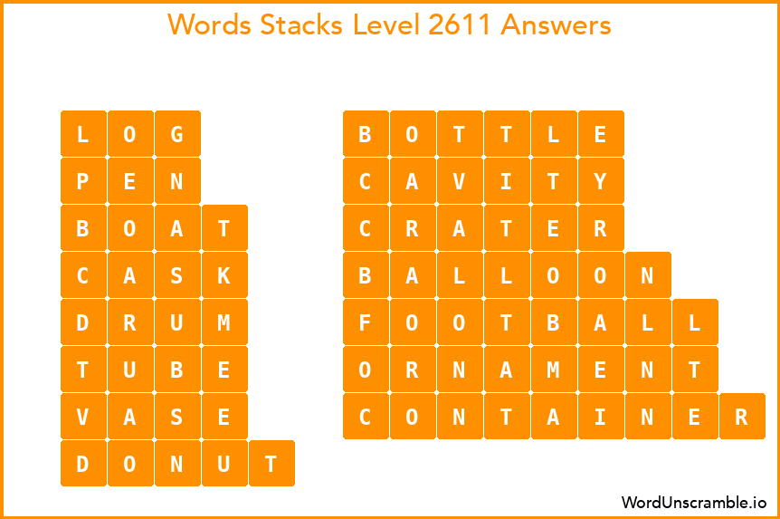 Word Stacks Level 2611 Answers