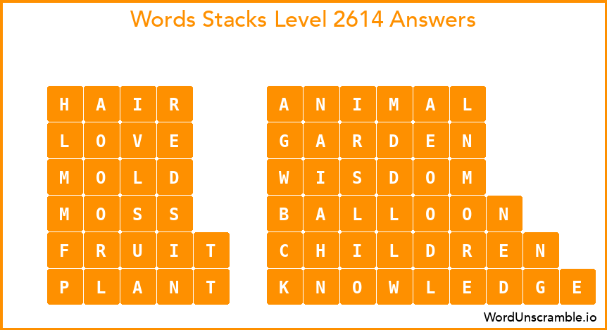 Word Stacks Level 2614 Answers