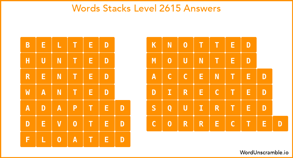 Word Stacks Level 2615 Answers