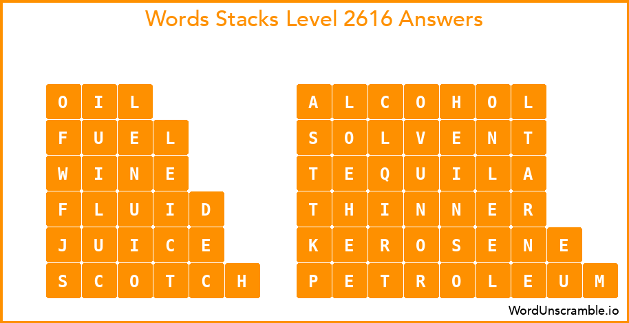 Word Stacks Level 2616 Answers