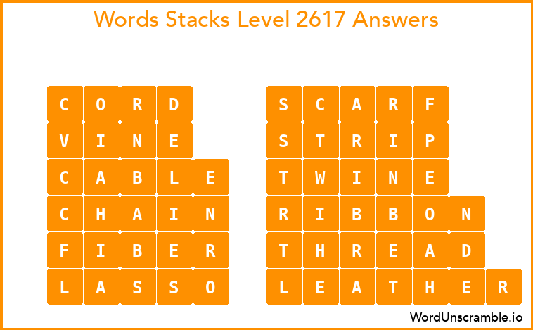 Word Stacks Level 2617 Answers