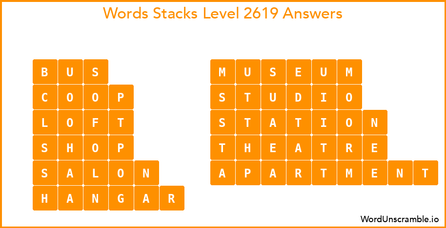 Word Stacks Level 2619 Answers