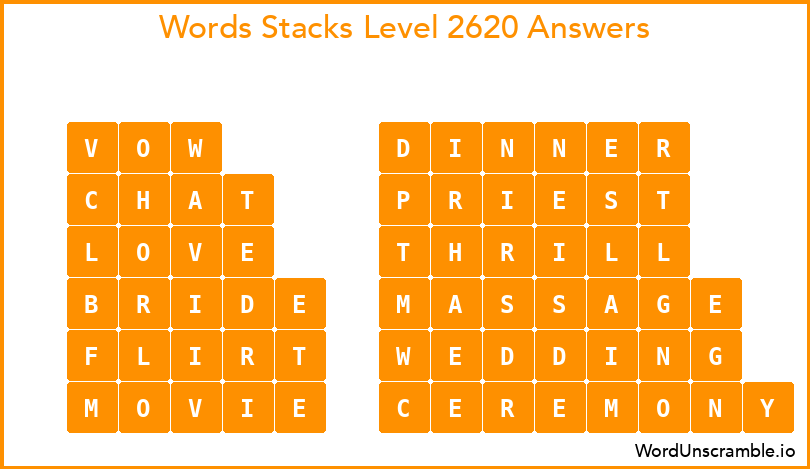 Word Stacks Level 2620 Answers