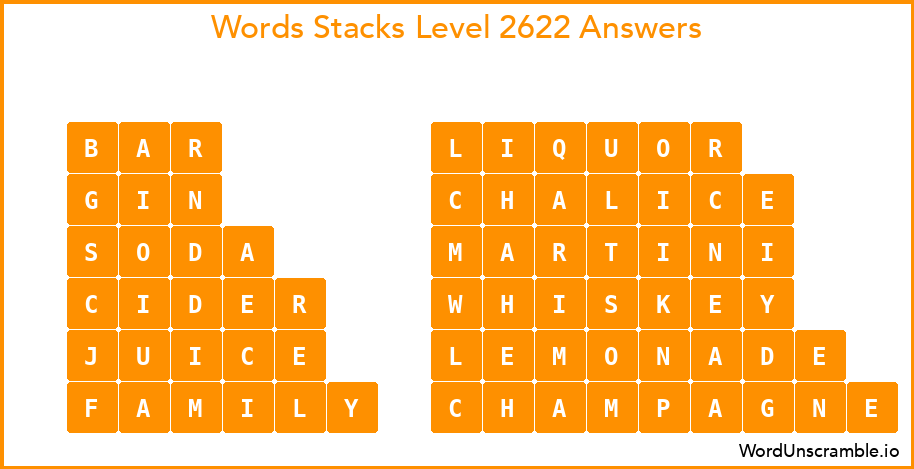 Word Stacks Level 2622 Answers