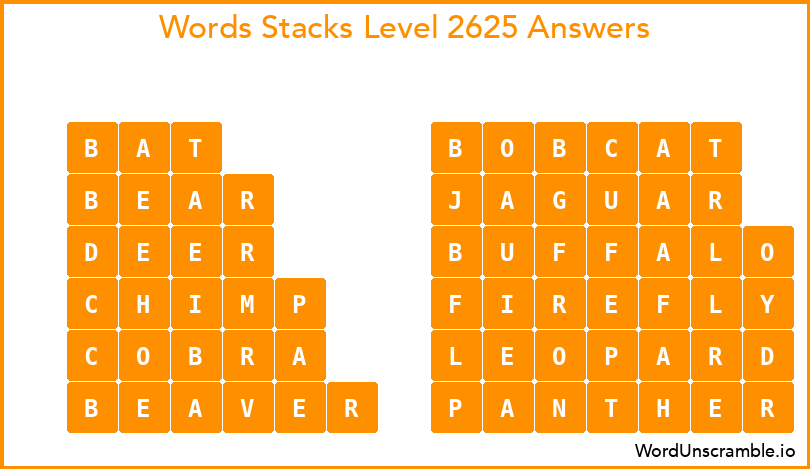 Word Stacks Level 2625 Answers