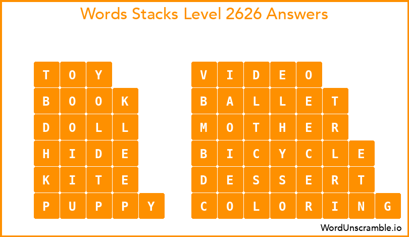 Word Stacks Level 2626 Answers