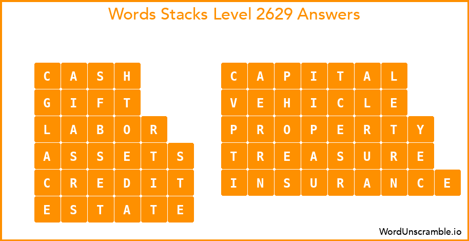 Word Stacks Level 2629 Answers