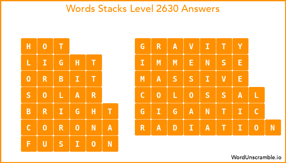 Word Stacks Level 2630 Answers
