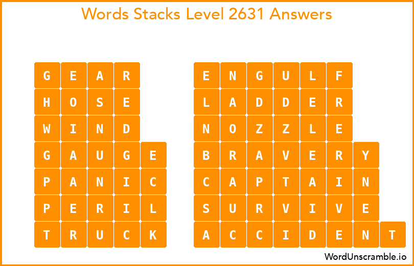 Word Stacks Level 2631 Answers