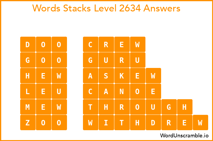 Word Stacks Level 2634 Answers