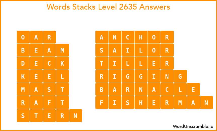 Word Stacks Level 2635 Answers