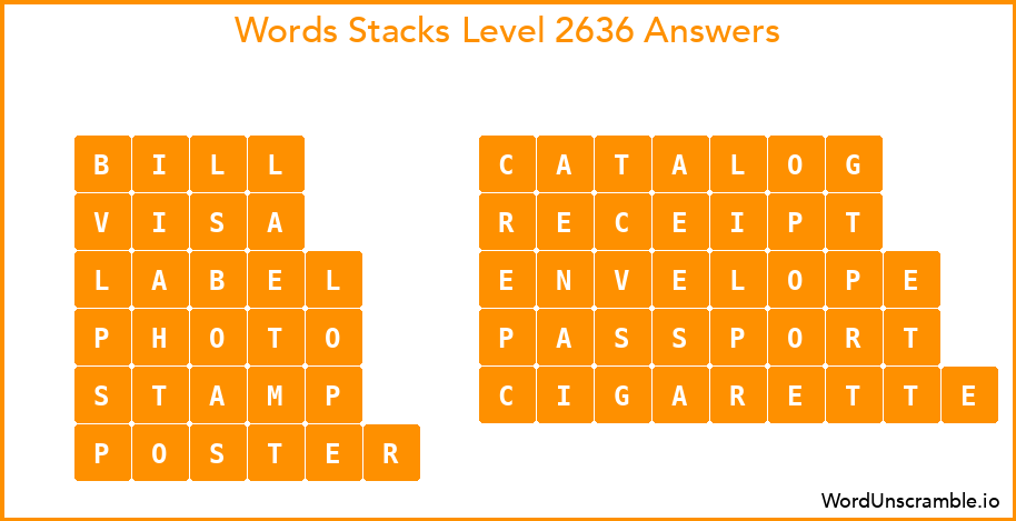 Word Stacks Level 2636 Answers