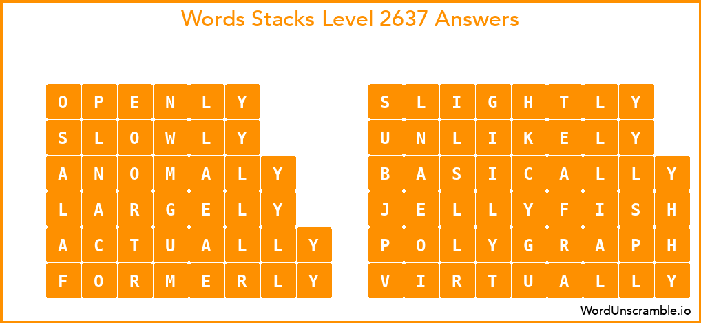 Word Stacks Level 2637 Answers