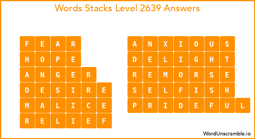 Word Stacks Level 2639 Answers